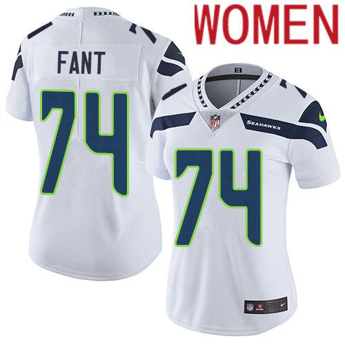 Women Seattle Seahawks #74 George Fant Nike White Vapor Limited NFL Jersey